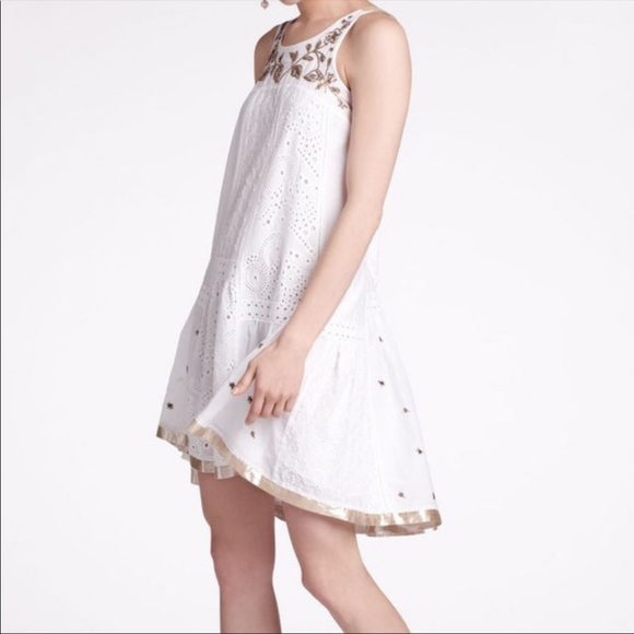 Anthropologie Dresses & Skirts - Anthro Leifnotes White Lace Embroidered Dress SZ 4